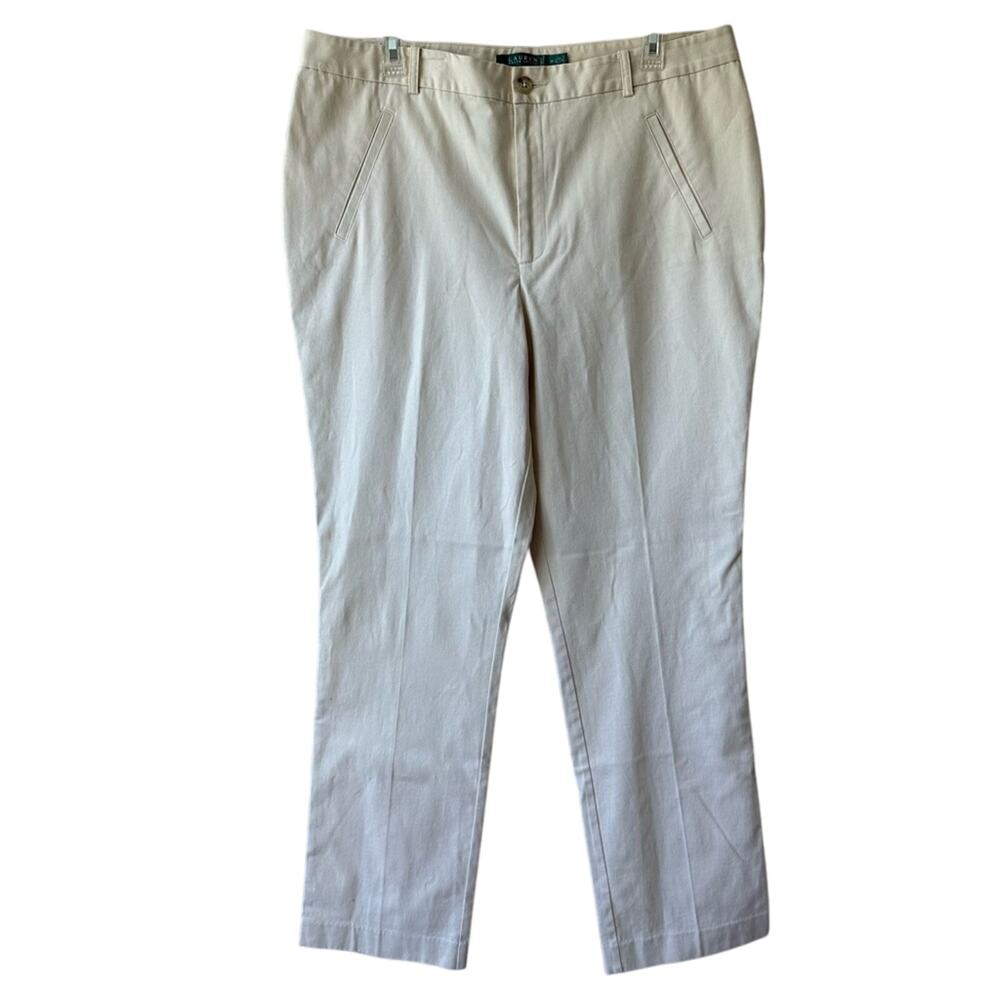 NEW Ralph Lauren Premium Twill Trouser Pants Office Coastal Tan Women's 16